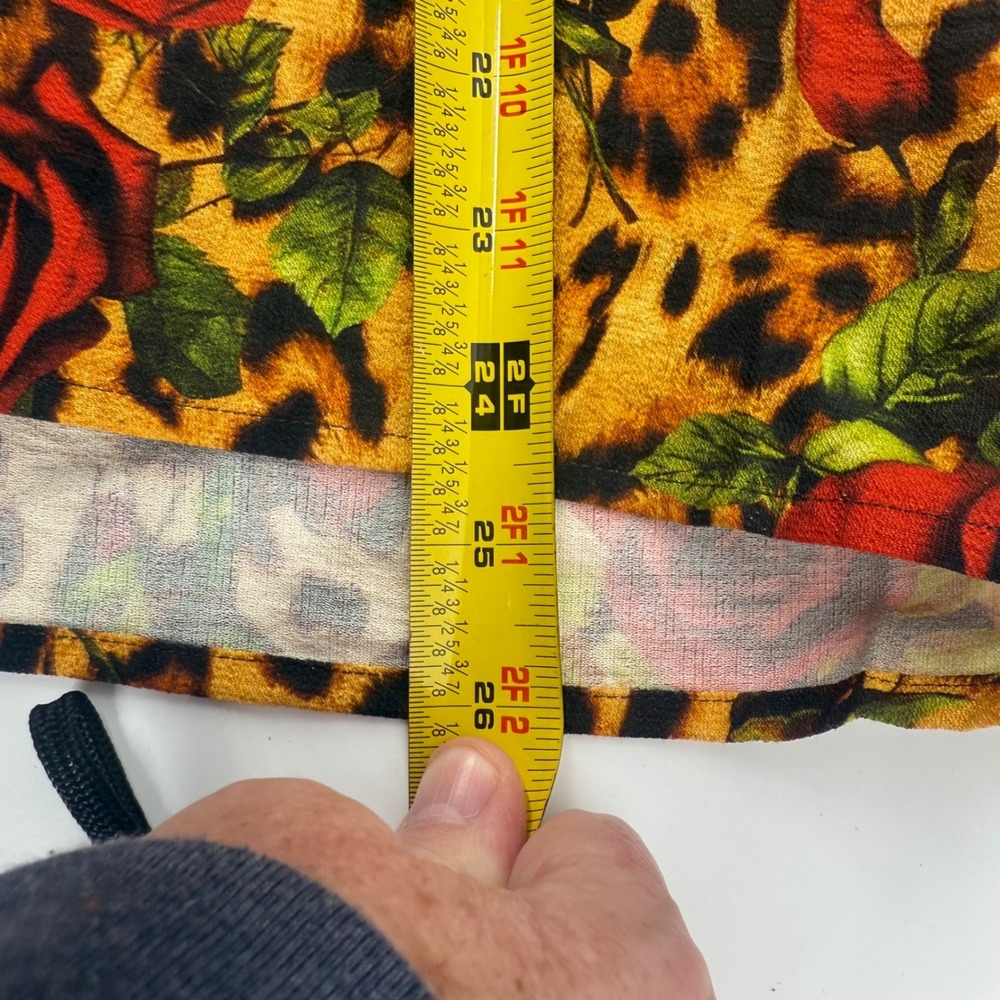 Boho Chic Leopard Rose Print Button Down Long Sle… - image 8